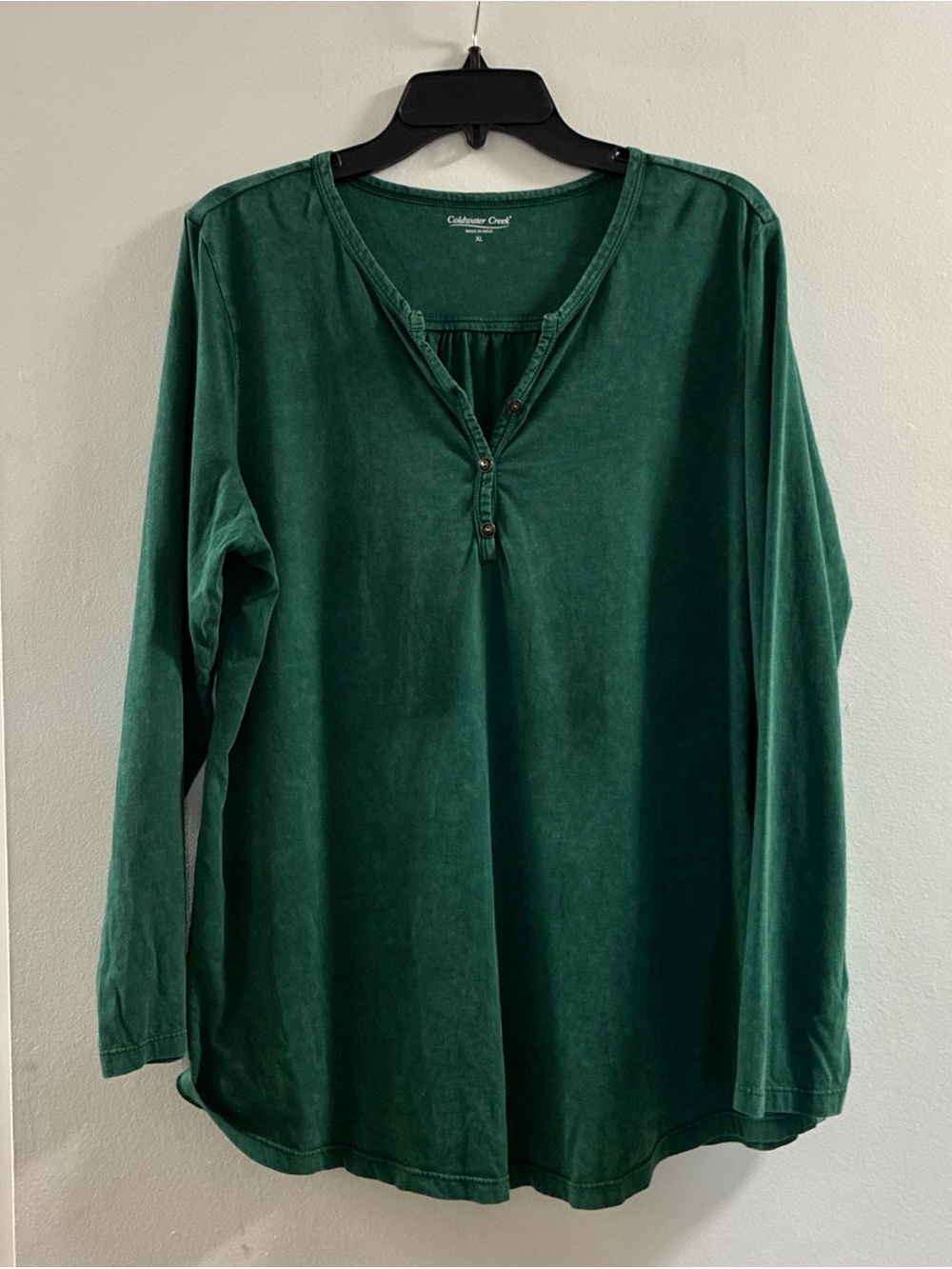 Coldwater Creek Deep Green Long-Sleeve Henley